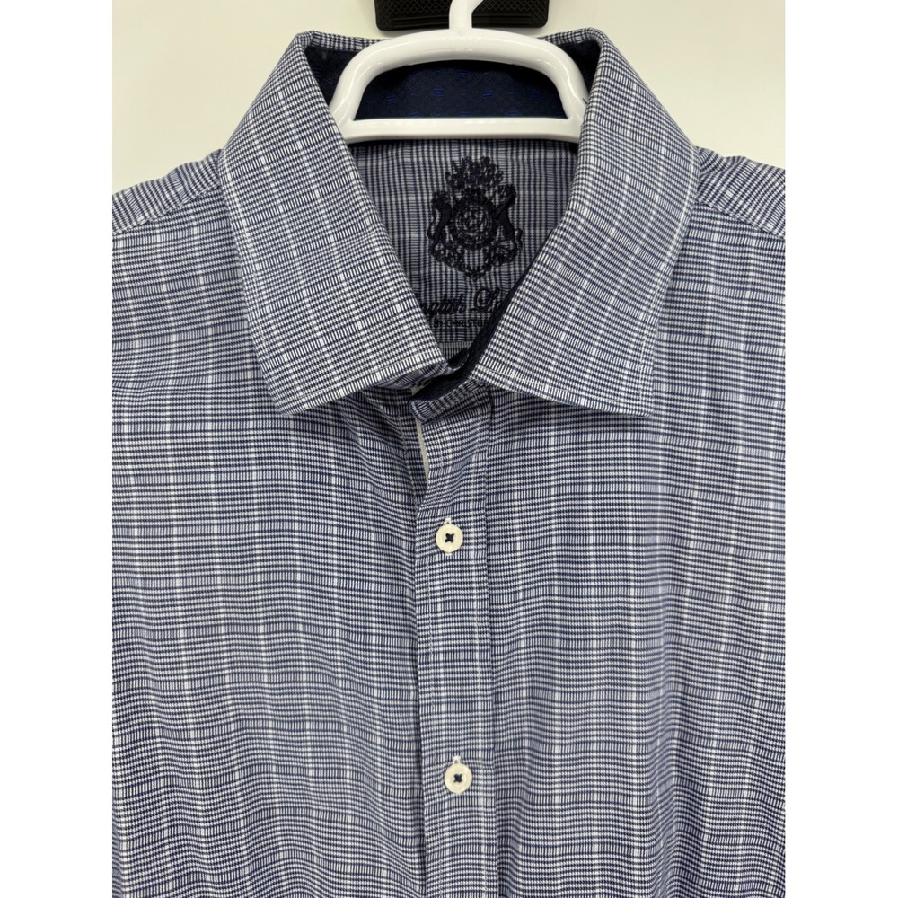 English Laundry Dress Shirt Blue Gingham Check ButtonDown LongSleeve 17 1/2